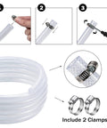 Clear braided PVC tubing, 1-in ID, 25 ft, with two stainless steel clamps
