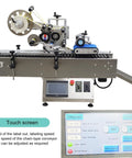 Heavy Duty Round Bottle Labeling Machine Horizontal Desktop Conveyor System High Speed Output Plug And Play Action No Sweat Setup Real Deal Production Powerhouse 110V with touch screen and adjustable settings.