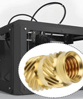 Heat Set Inserts M5 Brass Knurled Threaded Inserts 5x10x7mm for Plastic 3D Printing Prototypes with 3D printer background