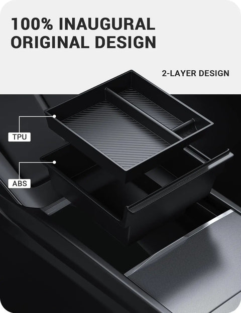 Tesla Model Y And Model 3 Center Console Organizer Tray Kit With Cup Holder Armrest Hidden Storage for 2024 2025 2026 Juniper Highland