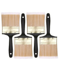 Workhorse Deck Stain Brush Set For Wood Projects 4 Pack 4 Inch Wide Soft Tip Brushes with brass ferrule and ergonomic handles