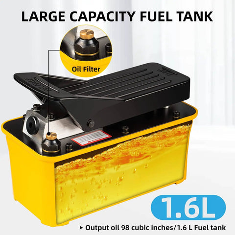Air Hydraulic Foot Pump For Bead Breaker, 10,000 PSI Heavy Duty Auto Shop Tool with large capacity 1.6L fuel tank and oil filter