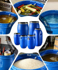 Blue Plastic Drum With Lid For Water Storage And Bulk Shipping Open Top Barrel Keg Ring Latch Heavy Duty Industrial Container