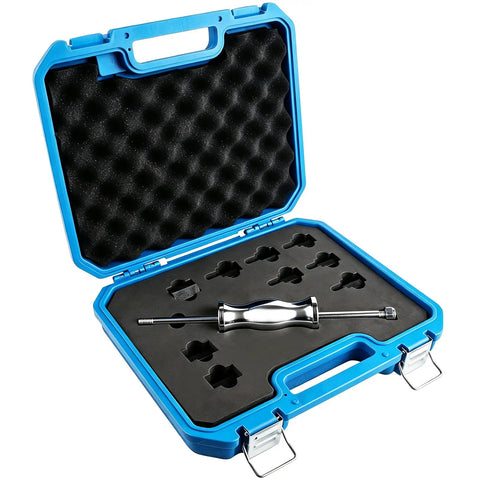 Slide Hammer Bearing Puller Kit With Adapters For Blind Hole And Needle Bearings, Heavy Duty Internal Tool Set in blue case