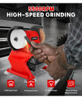 Heavy-Duty Cordless Bench Grinder With Dual Wheels For Metal Polishing And Sharpening High Speed 5500Rpm in action sharpening a tool.