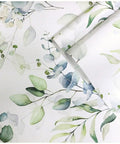 Easy Peel And Stick Boho Eucalyptus Green And White Floral Wallpaper For Walls Renter Friendly, roll detail view