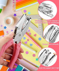 Five Piece Handy Handheld Hole Punch Set With Metal Small Punches In Circle Heart And Star Shapes Soft Grip DIY Craft Tool