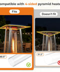 Replacement Glass Tube For Four Sided Pyramid Patio Heater, 49.5 Inches Tall, Four Inch Diameter, Fits Model