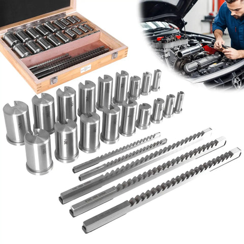 All In One Keyway Broach Kit With 5 Broaches 18 Bushings And 7 Shims 30 Pieces Rectangular Broaching Set for metalworking with engine setup