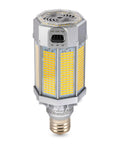 Built Different Heavy Duty LED Post Top Light, Wattage Selectable 80W 100W 110W, smooth dimmable EX39 mogul base bulb in silver and yellow.