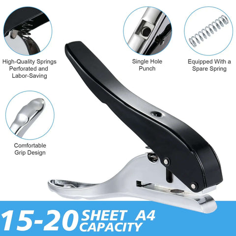 Heavy Duty 8mm Single Hole Punch Portable Handheld Paper Punch For Tags Cards Plastic And Cardboard With Precise Alignment
