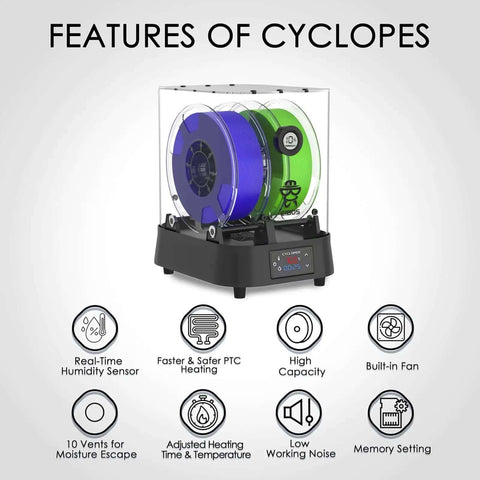 Filament Dryer And Dry Box For 3D Printers With Fan, Keeps Filament Dry While Printing, Adjustable Up To 70 C, Humidity Sensor