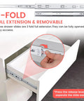 3-fold full extension 16 Inch Heavy Duty Drawer Slides Side Mount For Cabinets And Dressers, 100 Lb Capacity, 2 Pairs