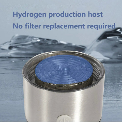 Close-up of Portable 3 In 1 Hydrogen Water Ionizer Bottle with quick three minute hydrogen production.
