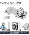 2 Pack Keyed Hasp Locks 2.5 Inch Twist Knob Locking Hasp with keys, showing durable metal silver construction and secure fittings, ideal for cabinets.