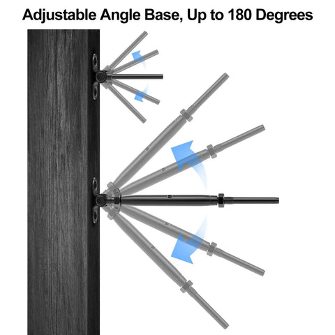 Ten Pair One Eighth Inch Black Cable Railing Kit With Swage Toggle Turnbuckle Hardware adjustable 180 degree base on wood post