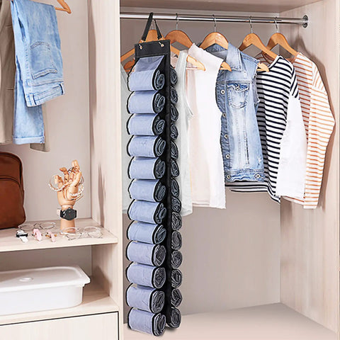 Hanging Closet Organizer Set With 26 Independent Compartments For Leggings, Yoga Pants, Towels And Swimwear - 2 Pack, hanging in closet