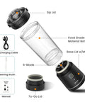 Personal Size Portable Blender For Shakes And Smoothies, 16oz Mini Small Smoothie Blender with parts like 6-blade, sip lid, and to-go lid.