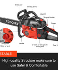 Powerful 62cc Gas Chainsaw With 20 Inch Bar For Real Tough Jobs Like Farm Clearing And Tree Trimming, 3.5 HP 2-Stroke Handheld Beast