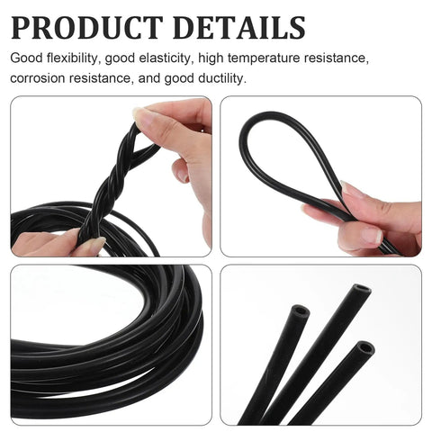 High Temperature Silicone Vacuum Hose Kit 16.4 Feet Black Outer 5mm Inner 3mm Flexible Auto and Industrial Vacuum Tubing