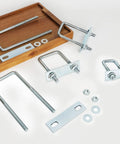 Heavy Duty Square U-Bolt Clamp Kit For Trailers, 4 Sets, 25Mm Inner Width, 70Mm Length, Zinc Plated Carbon Steel M8 Hardware With Nut Plate And Washer, Built Tough For Outdoor Use displayed