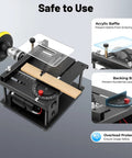 Compact Mini Table Saw For DIYers, Adjustable 0 To 90 Degree Angle, 1.38 Inch Cutting Depth, with acrylic and backing baffles