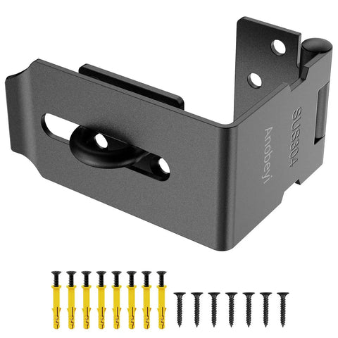 Top Shelf 90 Degree Door Hasp Latch With Padlock Slot Forged From Rust Proof 304 Stainless Steel For Backyard Gate Security and Tough As Nails Outdoor Hardware That Holds Up Great, showing latch with screws.
