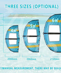 Inflatable Surf Wing For Kitesurfing 4m2 5m2 6m2 With Window Portable Foil Kite size options over a beach background