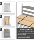Solid Wood Bunkie Board 30X60 Inches Twin Bed Foundation shown in three stages on a bed frame for better mattress support.
