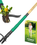 Stand Up Weed Puller With Two Weed Ejects, 43.7 Inch Long Handled Garden Weeder With Foot Pedal near packaging box