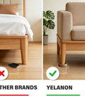 Comparison of non-slip furniture coasters, highlighting YELANON premium two inch rubber coasters locking heavy furniture securely.