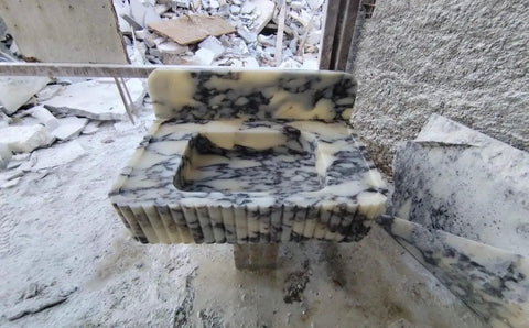 Premium Calacatta Viola Marble Fluted Vanity Sink featuring bold stone details in unfinished setting for bathrooms or vanities.