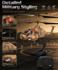 Detailed view of Missile Launch RC Helicopter With 10 Reusable Missiles LED Lights Altitude Hold One Key Takeoff on stand
