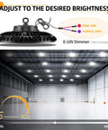 Ultra Bright 240W UFO LED High Bay Light With Dimmable Remote, 36,000 Lumens, 5000K Cool White, adjustable brightness feature