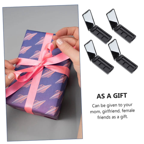 Dope New Compact Travel Makeup Palette With Mirror, Four Pack Empty Eyeshadow Containers as a gift in decorative packaging.