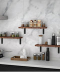 Kitchen shelves with Four Pack L Shaped Shelf Brackets 6 Inch Long by 4 Inch High by 1.5 Inch Wide 5mm Thick Matte Black Iron Heavy Duty Shelf Supports
