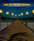 Oceanfront boardwalk lit by 8 Pack Solar Light Stake Replacement Kit With Extension Poles and Joint Connectors at night