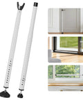 2 In 1 Sliding Door Security Bar, Adjustable From 16.5 To 48 Inches, Inside Window Safety Lock For Home Apartment And Hotel Rooms, Portable Door Jammer, Suitable For Sliding Doors And Hinged Doors, White shown in various installations