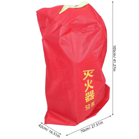 Tough as Nails Heavy Duty Fire Extinguisher Cover Waterproof Hydrant Sleeve for Outdoor Home Use All Season Weather Protection Insulated and Rain Resistant Easy Install and Secure Fit in red with yellow text dimensions 105cm x 70cm.