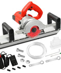 Heavy Duty 43 Degree Electric Tile Edge Cutter With Auto Water Spray For Flawless Ceramic And Porcelain Chamfers, includes tools and accessories.