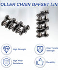 Heavy Duty ANSI #35 Roller Chain Offset Half Link With 9.5mm Pitch showing five connected links made of steel for bike mods.