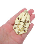 Six Piece Golden Metal Hasp Latches With Strong Locking Toggle For Toolboxes Trunks Cabinets And Chests To Secure Your Gear in hand