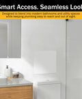 Spring Loaded Adjustable Access Panel Snaps Straight Into 4x4 Through 6x6 Wall Or Ceiling Openings With Zero Sweat And No Drilling Required Paintable Plastic Cover Fits Like A Breeze in modern bathroom setting.