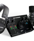 USB-C Audio Interface Kit With 2 In 2 Out, Nova Black Condenser Microphone, Shock Mount, XLR Cable, And HD Headphones
