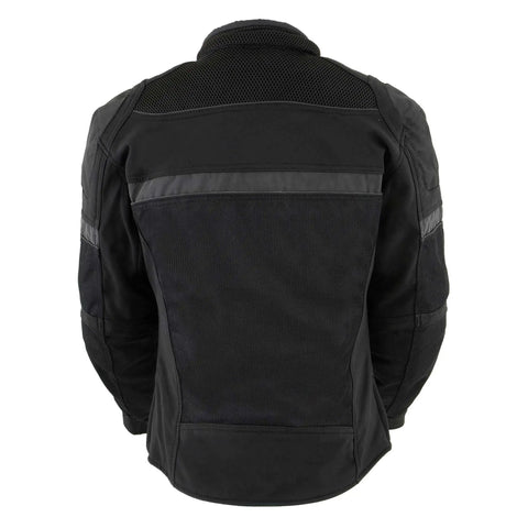 Back view of Women's Armored Textile Motorcycle Jacket With Removable Liner Ride Ready For All Seasons Front Zipper Closure Snap Collar
