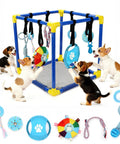 Indoor Puppy Play Gym With Hanging Toys And 8 Enrichment Toys For Small Dogs Cats And Other Pets PVC Frame Activity Center