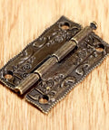 Antique Bronze Iron Hinge Set 36x23mm 10 Pieces Vintage Flower Pattern Decorative Hardware for Jewelry Boxes Cabinets Dressers