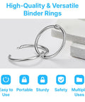 One Inch Binder Rings Set Of Fifty With Nickel Plated Metal Rings Includes Key Ring Clip And Hole Puncher for DIY Projects