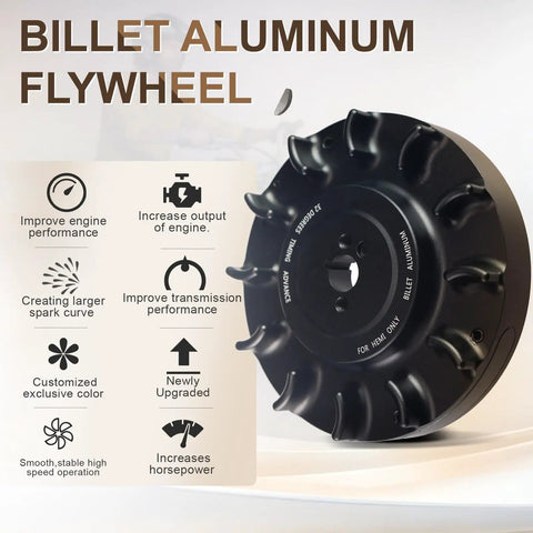 Heavy Duty 6061 T6 Billet Aluminum Flywheel For Predator 212cc Hemi Engines close-up view showcasing design and features