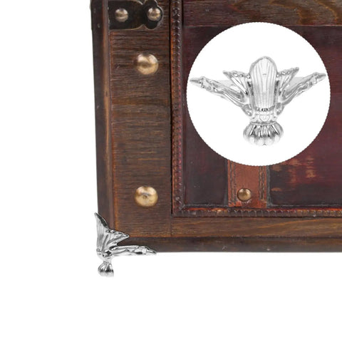 20 Pack Vintage Silver Jewelry Box Legs Zinc Alloy With Screws Easy To Install For Wooden Jewelry Boxes shown on wood box corner